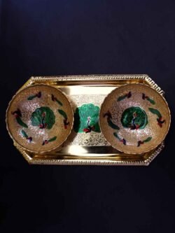 Moradabad-Golden-tray-two-bowls-serving-set