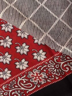 Off-white-and-red-Block-printed-cotton-mul-saree