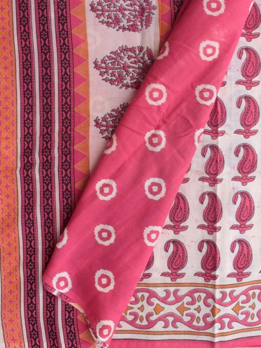 Off-white-and-ruby-pink-block-printed-cotton-saree.shilphaat