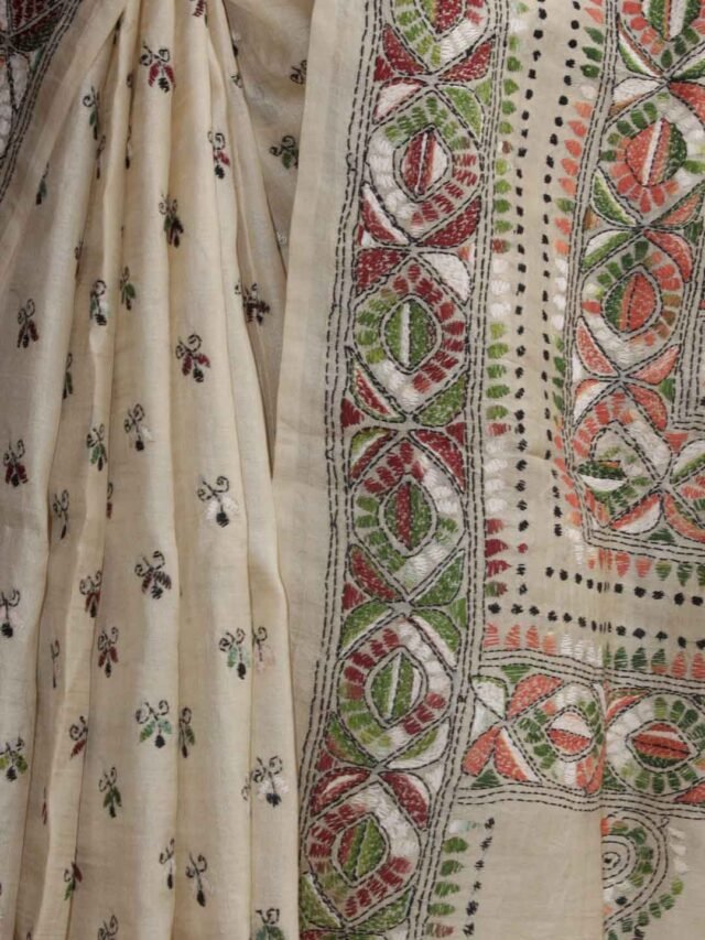 Off-white-kanthaa-tasar-silk-sari