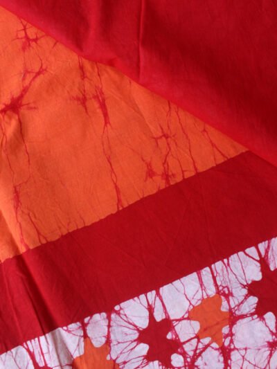 Orange-and-red-batik-mulmul-sari