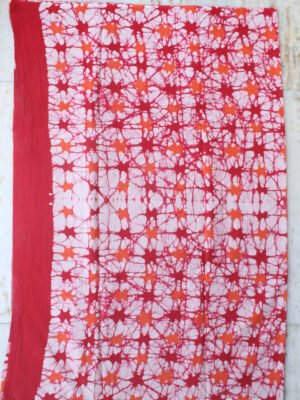 Orange-and-red-pure-cotton-batik-saree