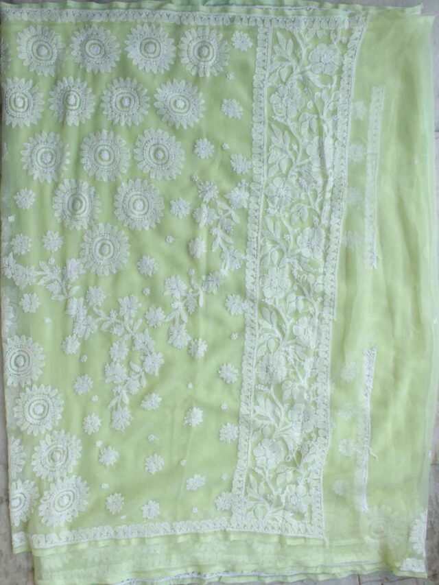 Pale-yellow-lucknowi-chikankari-saree