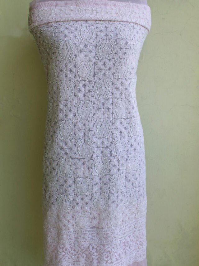 Pastel-pink-georgette-chikankari-kurta-fabric