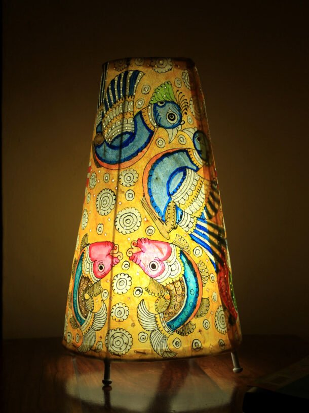 Peacock,-fish-painted-big-leather-bed-side-lamp