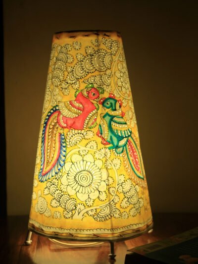 Peacock-on-yellow-Big-leather-bed-side-lamp