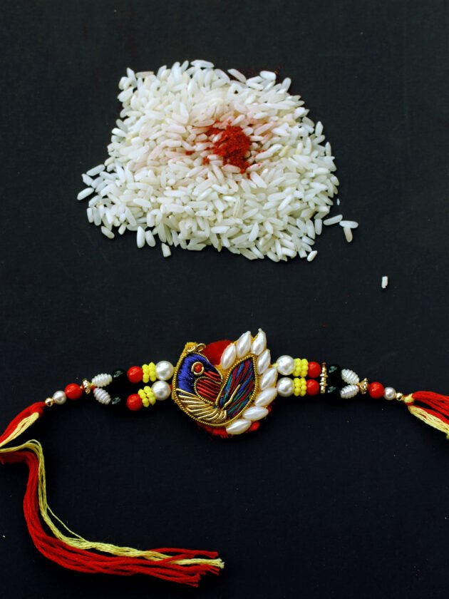 Peacock-zari-work-rakhi