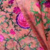 Pink-Rose-patch,-peach-chanderi-fulkari-dupatta