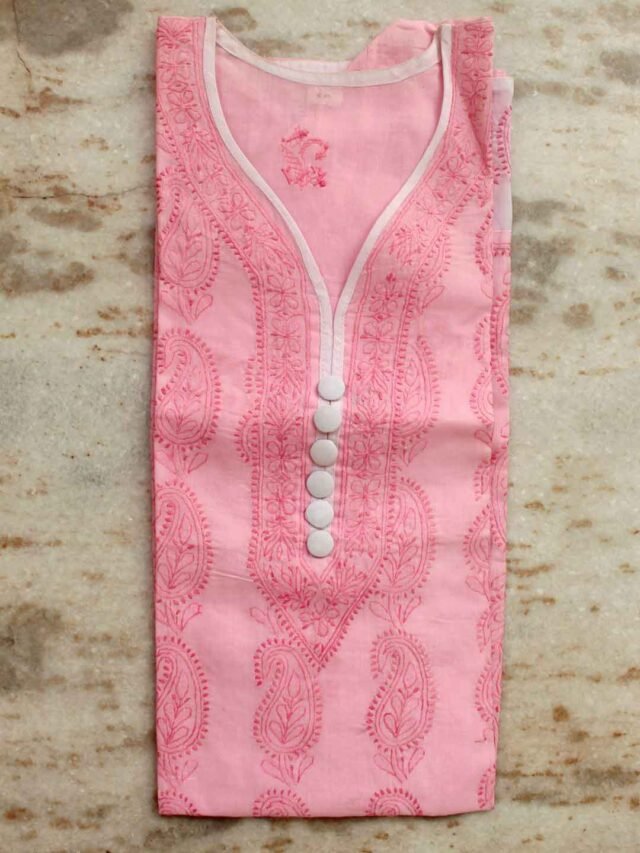 Pink-chikankari-cotton-ladies kurta-