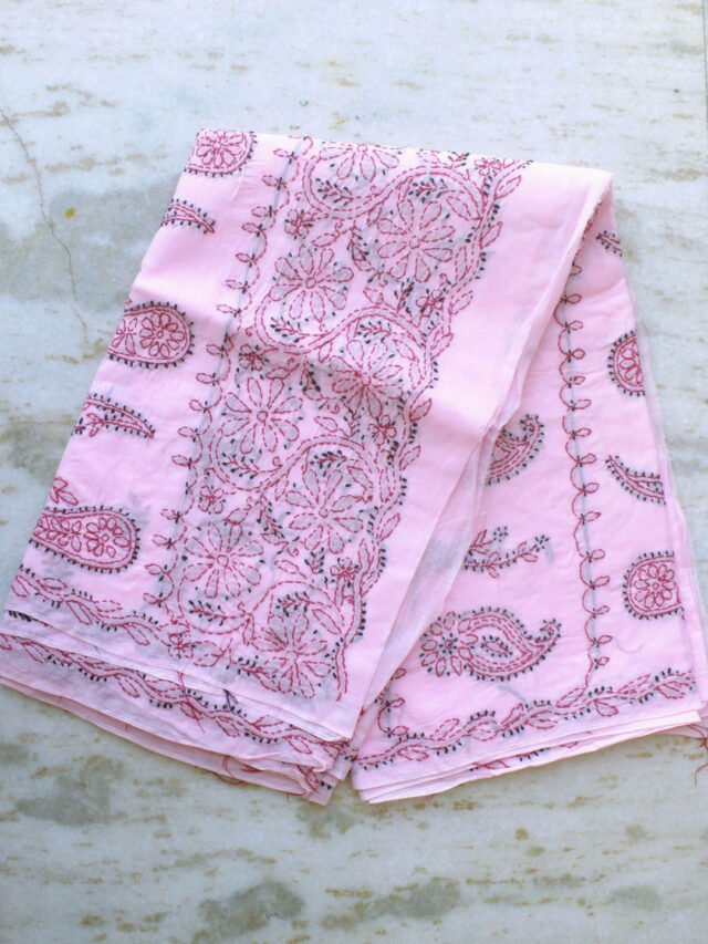 Pink-chikankari-cotton-saree