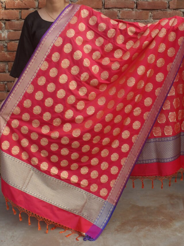 Pink-imitation-katan-banarasi-dupatta