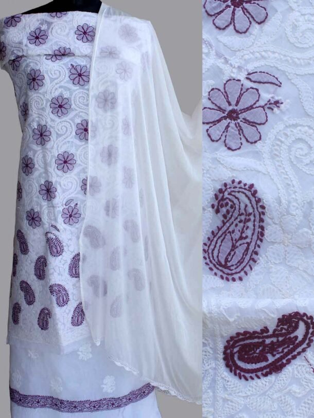 Purple-and-white-chikankari-cotton-dress-material-Shilphaat