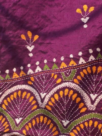 Purple-nokshi-kantha-handembroidered-silk-saree
