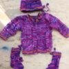 Purple-woolen-handknit baby sweater set