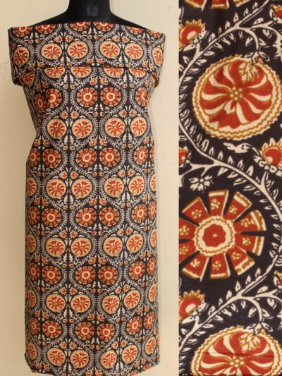 Red-and-Black-Block-Printed-Cotton-Kurta-Fabric