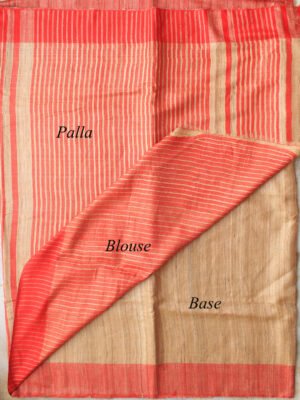 Red-and-beige-bhagalpuri-tasar-silk-saree