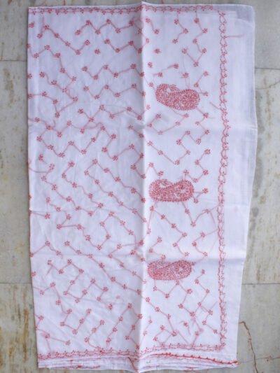 Red-and-white-cotton-chikankari-saree