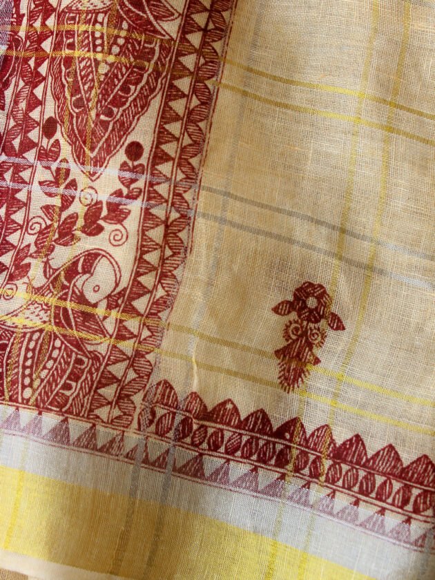 Red-and-white-zariwork-linen-sareejpg