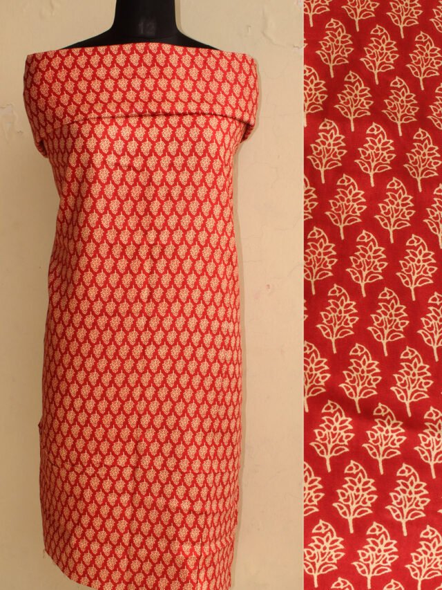 Red-block-printed-viscose-cotton-fabric