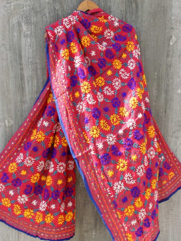 Red-chiffon-phulkari-dupatta