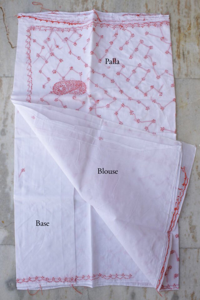 Red-lucknow-embroidery-on-cotton-saree