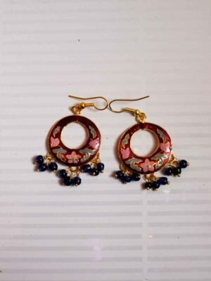 Red-meenakari-round-earrings