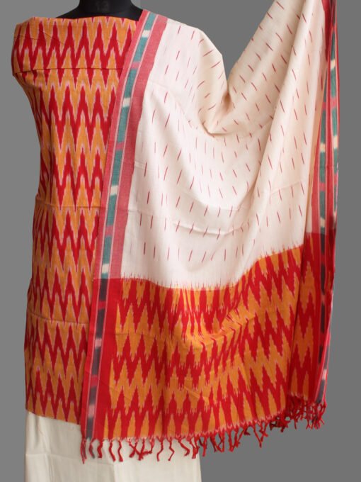 Red,-yellow-white-ikat-cotton-dress-material
