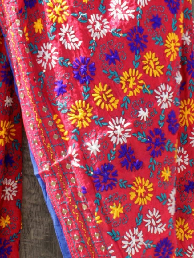 Ruby-Red-chiffon-fulkari-dupatta-Shilphaat