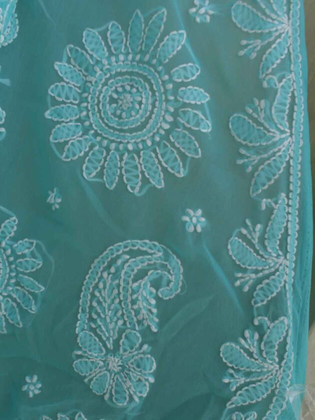 Sea-green-chikankari-embroidered-saree
