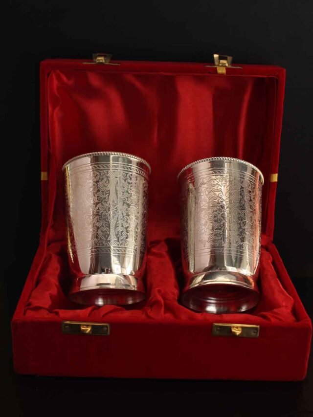 Silver-plated-metal-tumbler-set