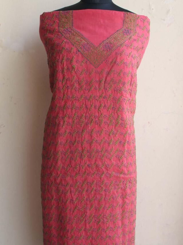 Tomato-red-chikankari-cotton-kurta