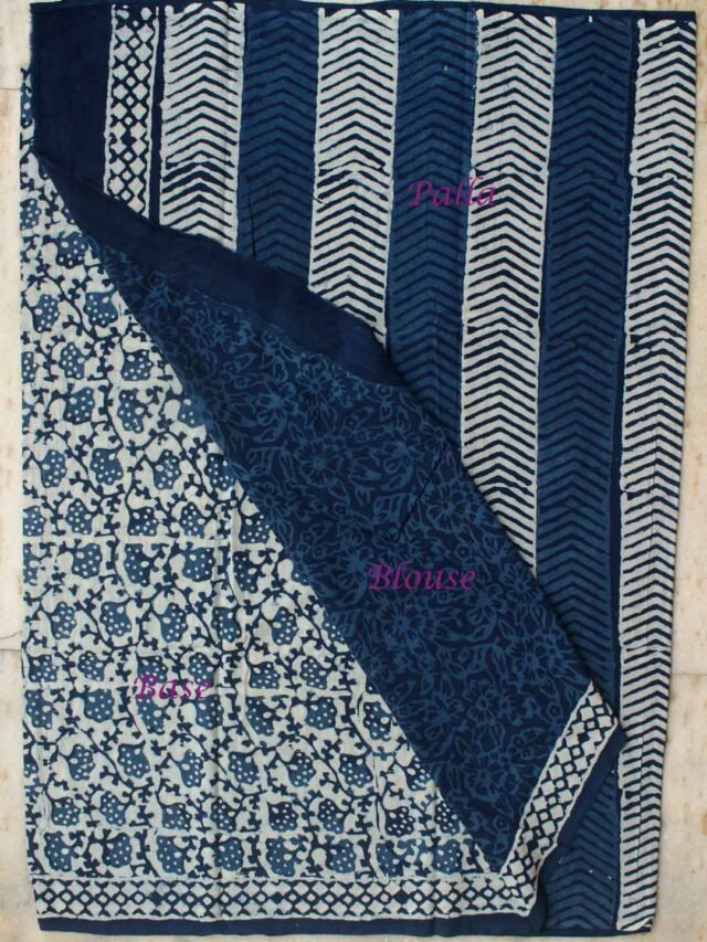 White-and-Indigo-block-print-soft-cotton-saree