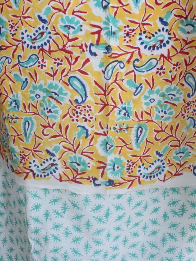 Yellow-and-Green-sanganeri-block-printed-white-cotton-suit