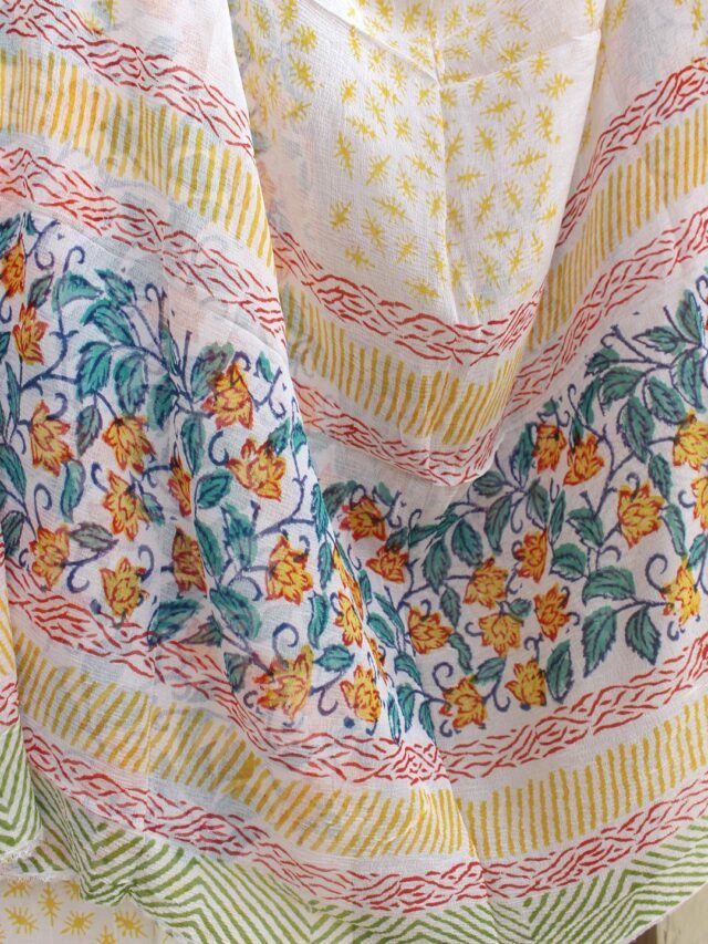 Yellow-and-green-Block-printed-dupatta