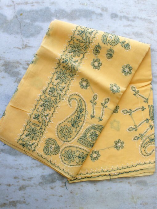 Yellow-and-green-chikankari-cotton-saree