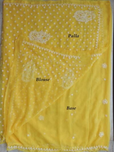 Yellow-and-white-Lucknow-chikankari-georgette-saree