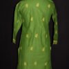 Yellow-chikankari-embroidered-green-cotton-kurta