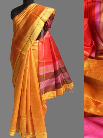 Yellow-dupion-tussar-silk-sari