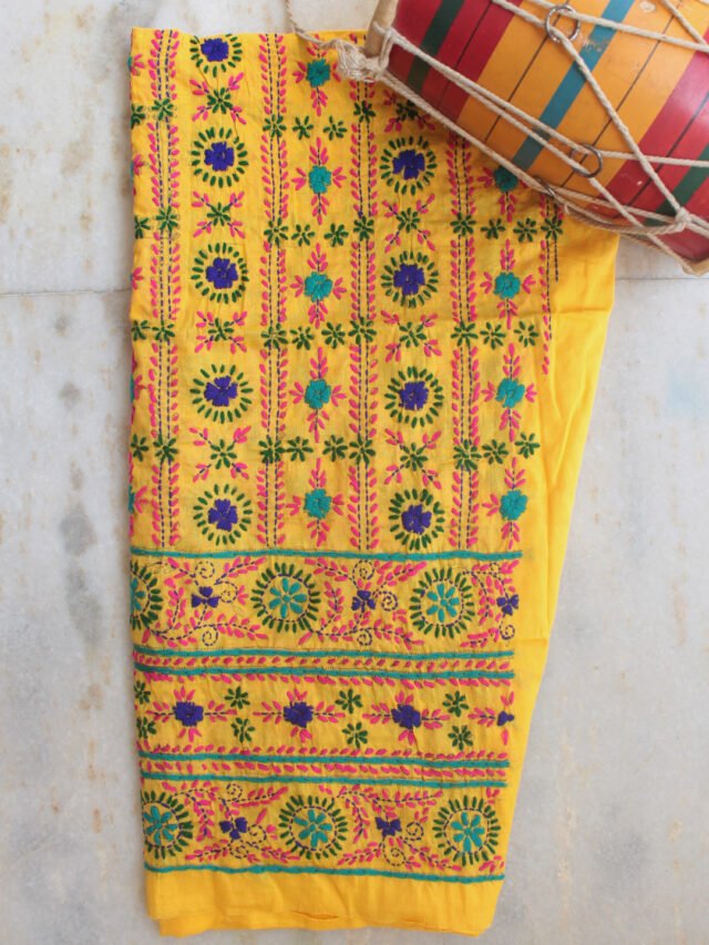 Yellow-fulkari-cotton-salwar-fabric