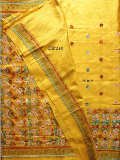 Yellow-nokshi-kantha-silk-sari