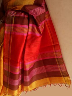 Yellow-raw-tussar-silk-sari