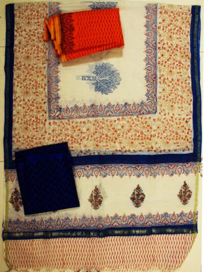 blue-and-orange-block-print-chanderi-dress-material