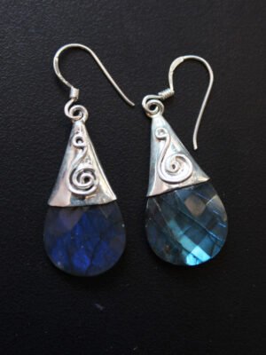 blue-stone- real silver earrings