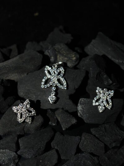 butterfly-real silver pendant earrings set