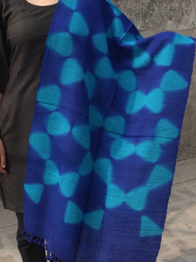 clamp-dyed-blue-silk-wool-stole