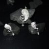 conch-shape silver and zircon earrings pendant set
