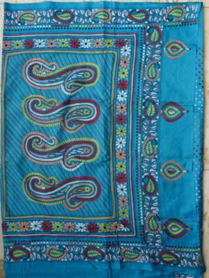 cyan-blue-kanthaa-embroidered-tussar-silk-dupatta