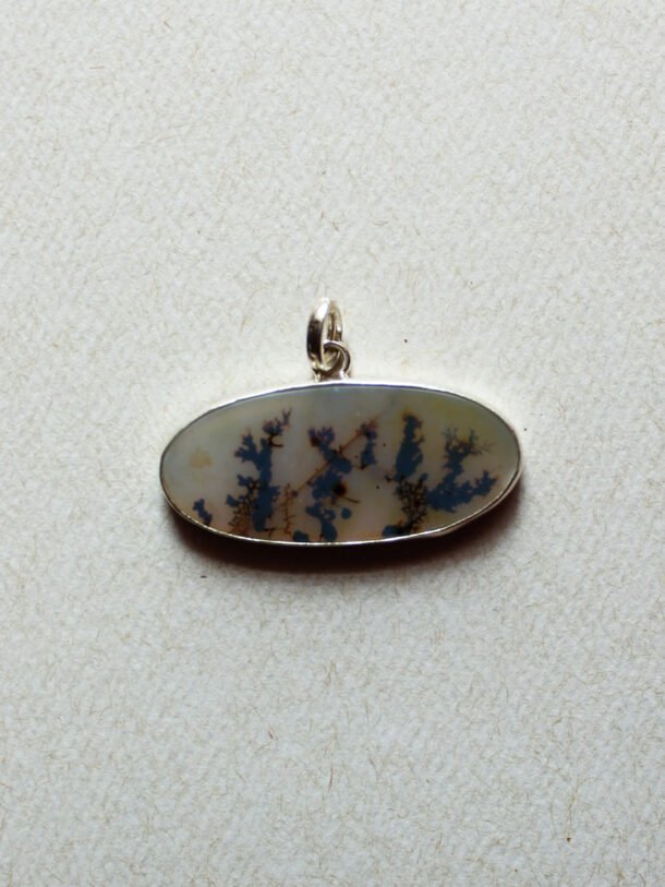 dendritic agate silver pendant