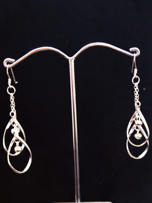 double-drop_real silver dangle earrings