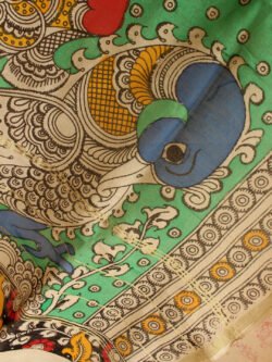 goddess-on-peacock-chanderi-pen-kalamkari-duppata